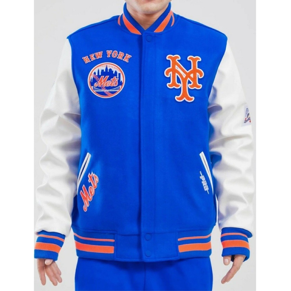 Pro Standard Retro Classic NY Mets Royal Blue Wool Varsity Jacket Men's Size XL.